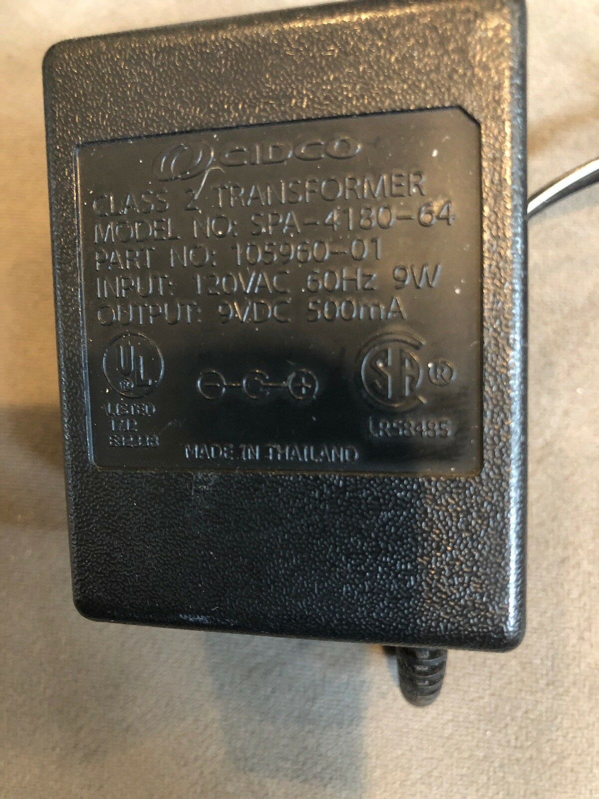 *Brand NEW* 9V 500mA CIDCO SPA-4180-64 Class 2 Transformer Ac Adapter - Click Image to Close